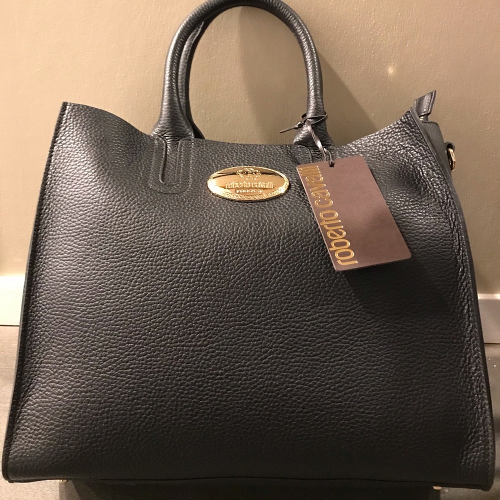 Roberto Cavalli black leather pocketbook